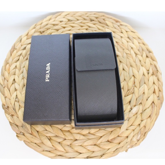 Prada 52mm Cat Eye Sunglasses Black Talc Grey White Sunnies Authenticated - Picture 10 of 12